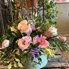 Pastel Hat Box Arrangement