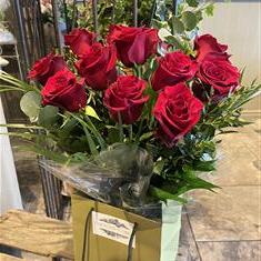 Dozen Red Rose (12) Hand Tied Bouquet
